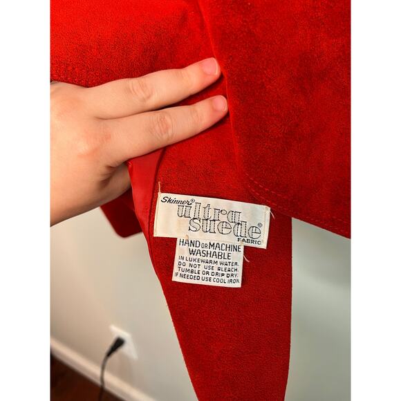 1980s Adolph Schuman Bright Christmas Western Rodeo Red Faux Suede jacket L - Picture 3 of 8